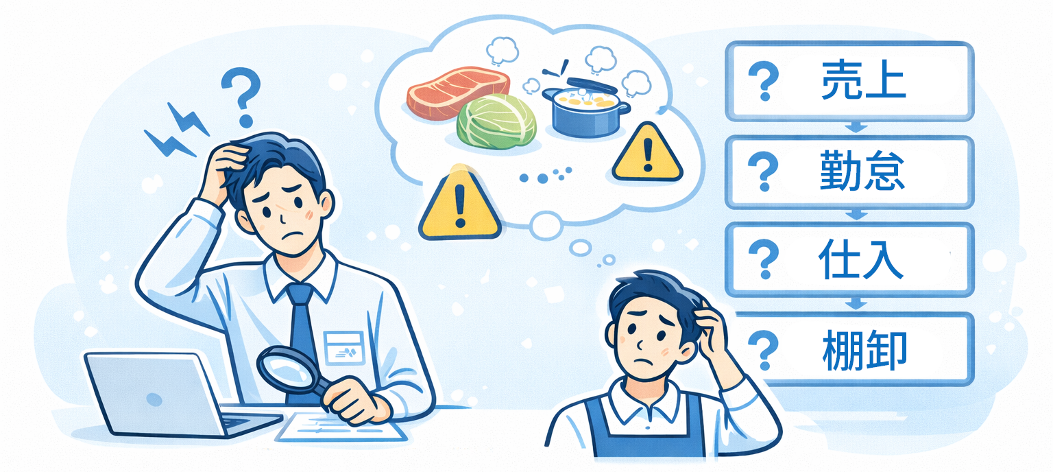 原価悪化の原因が見えない・数字が揃わないイメージ