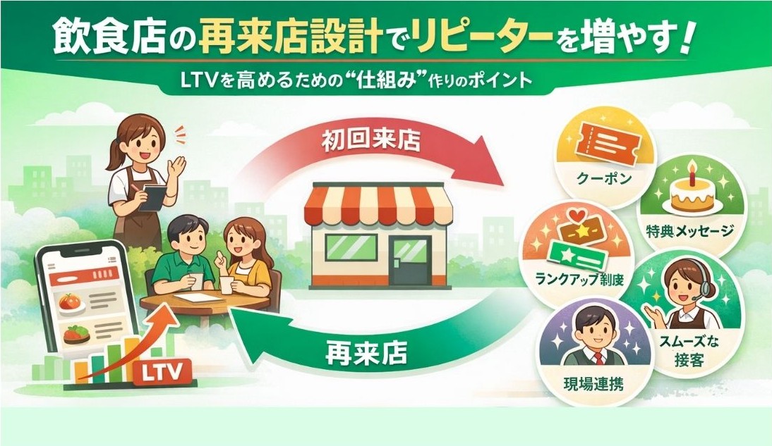 飲食店の再来店設計でLTVを高めるイメージ図