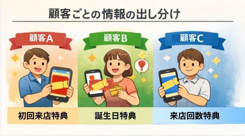 顧客ごとの情報の出し分けイメージ