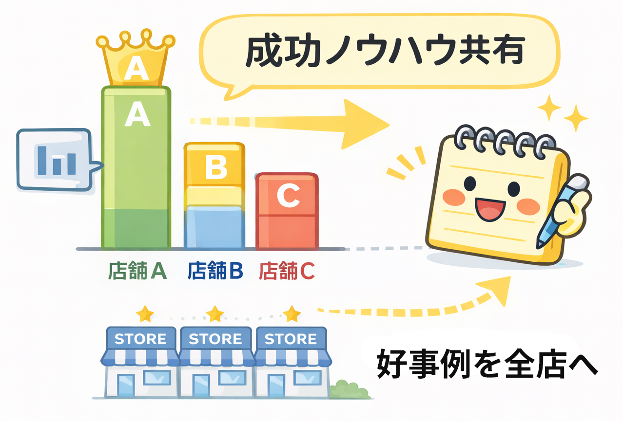 多店舗比較で好事例を発見し、成功ノウハウを全店へ横展開