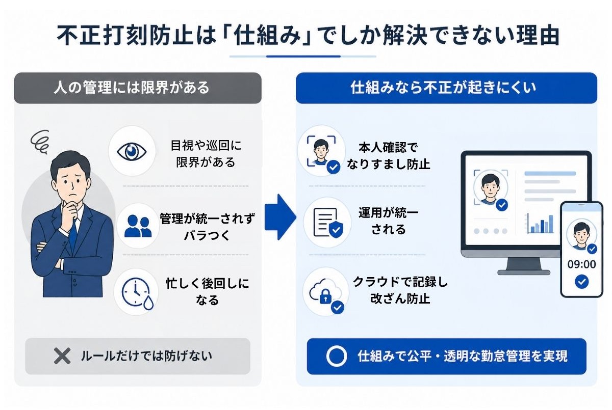 多店舗運営で不正打刻防止には仕組みが必要な理由