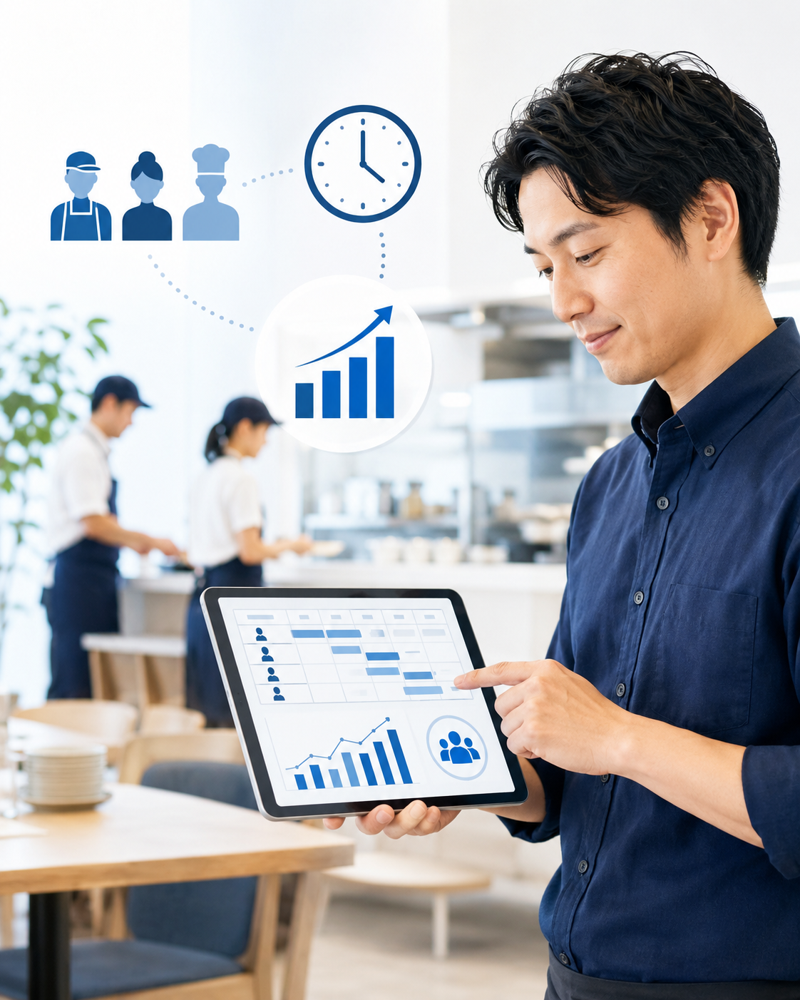 人時売上高をもとにシフトや人員配置を見直すイメージ