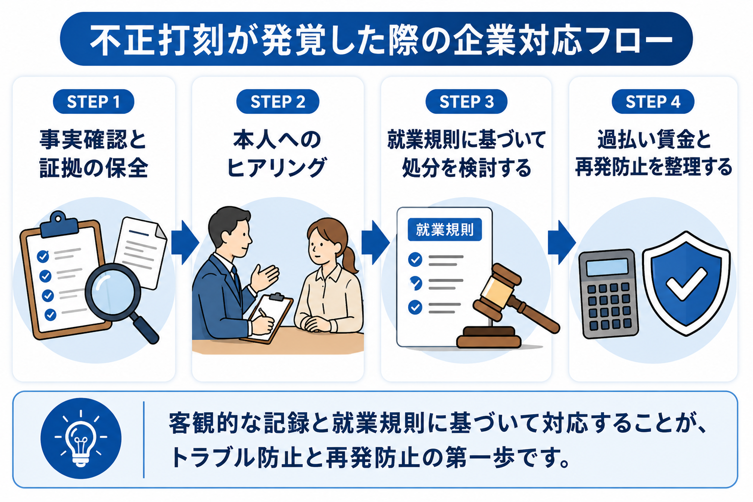 不正打刻が発覚した際の企業対応フロー