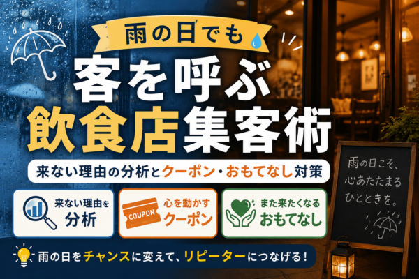 雨の日でも客を呼ぶ飲食店集客術｜来ない理由の分析とクーポン・おもてなし対策
