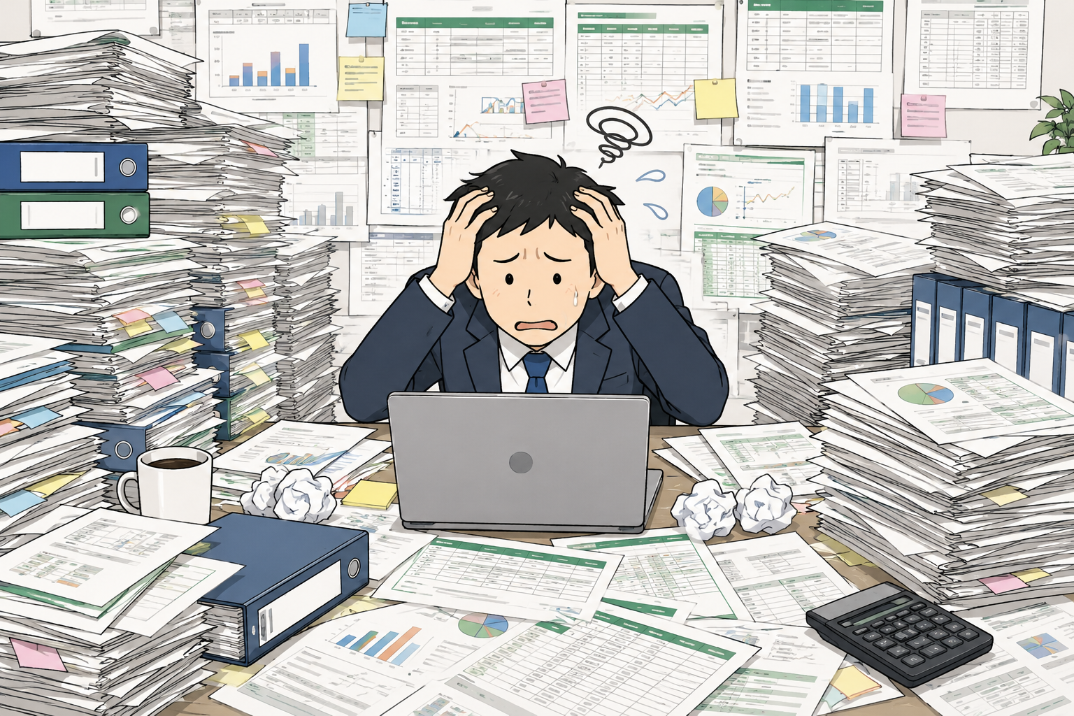 本部担当者が売上レポートやダッシュボードを確認している画像